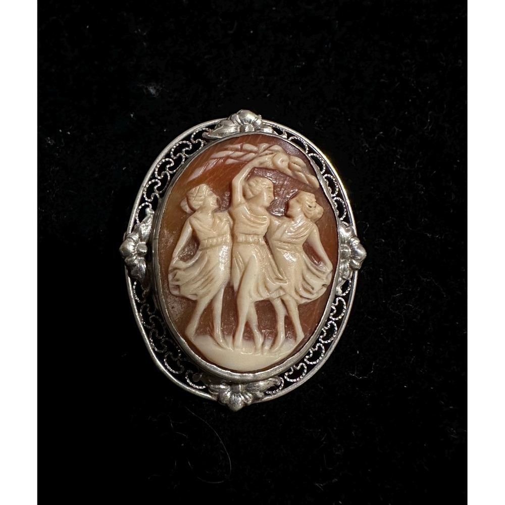 Cameo Brooch 3 Graces Rhodium Plated